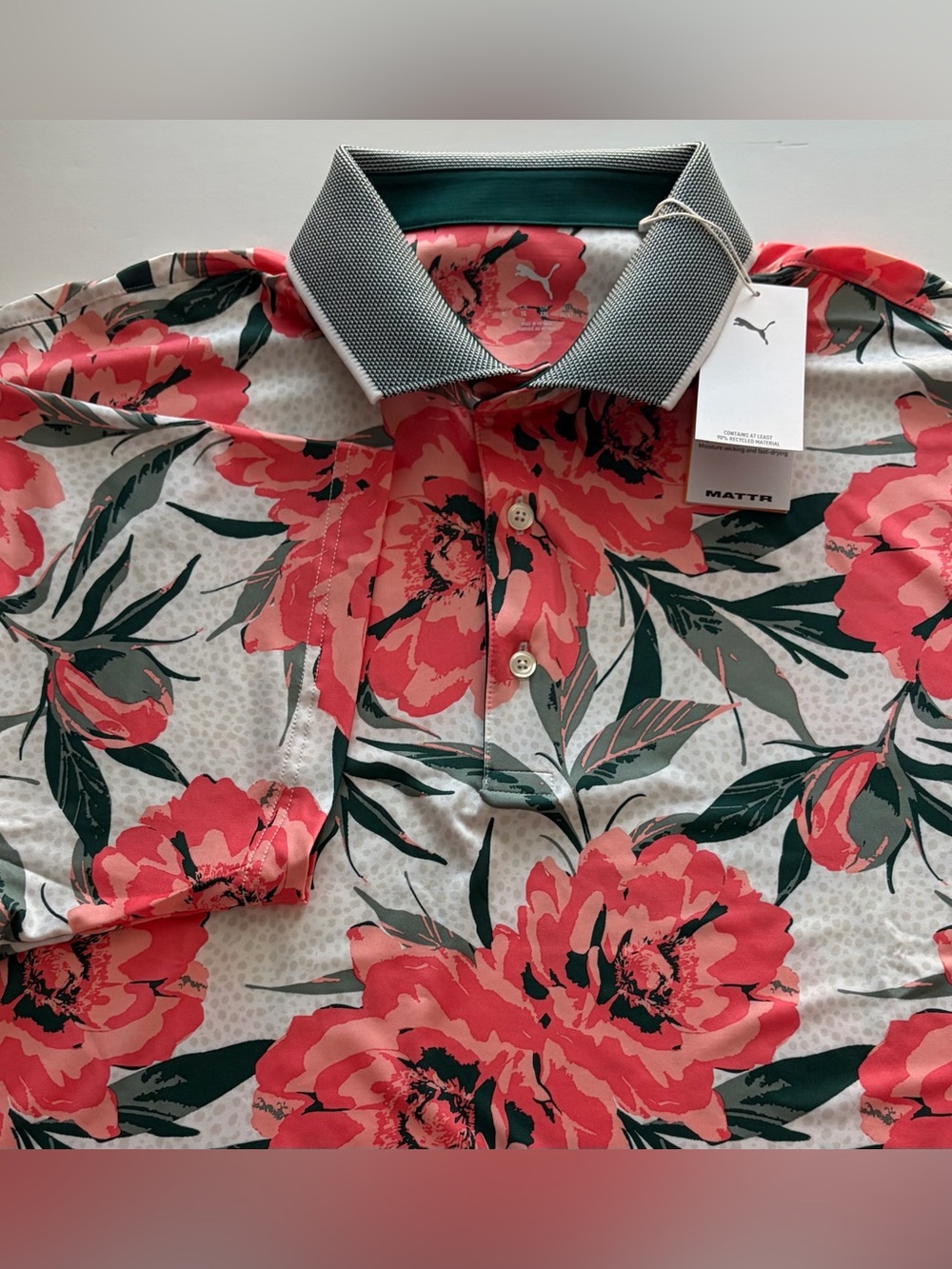 NWT Puma MATTR Beautiful Game Golf Polo Floral Mens Sz XL Performance Wicking UV